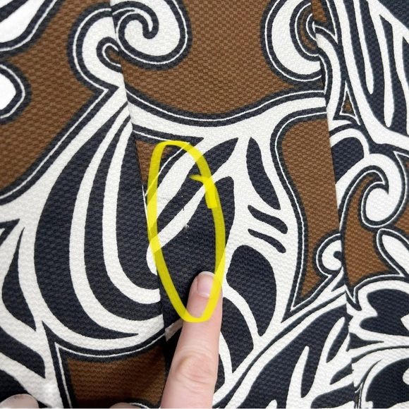 NWT WD.NY Brown Black Leaf Scroll Print Embellished Neckline Sheath Dress - Picture 12 of 15